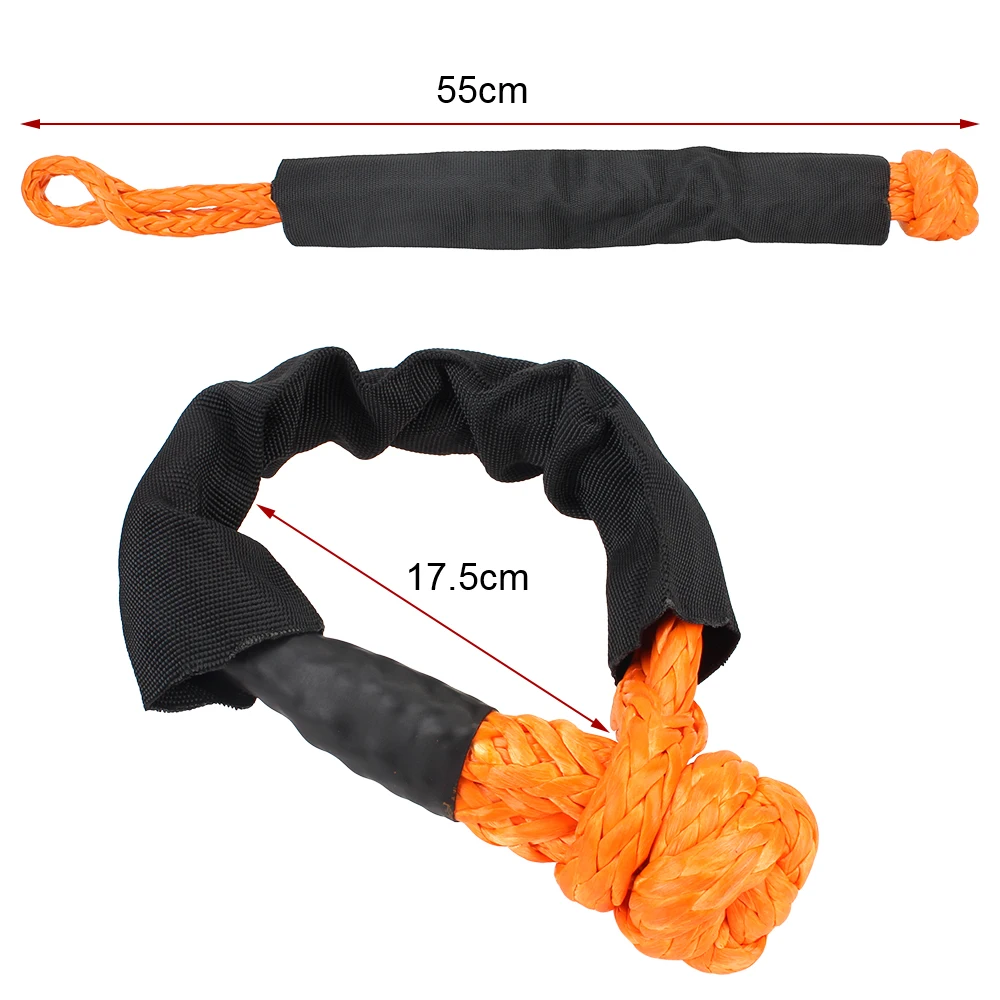 Soft Shackle with Protective Sleeve Car Trailer Pull Rope Off Road Towing Ropes 38000 lbs