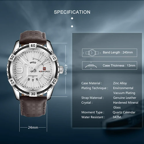 Imagen 2 del producto NAVIFORCE-Reloj de pulsera deportivo para hombre, cronógrafo informal de cuarzo, estilo militar, resistente al agua, Estilo Vintage