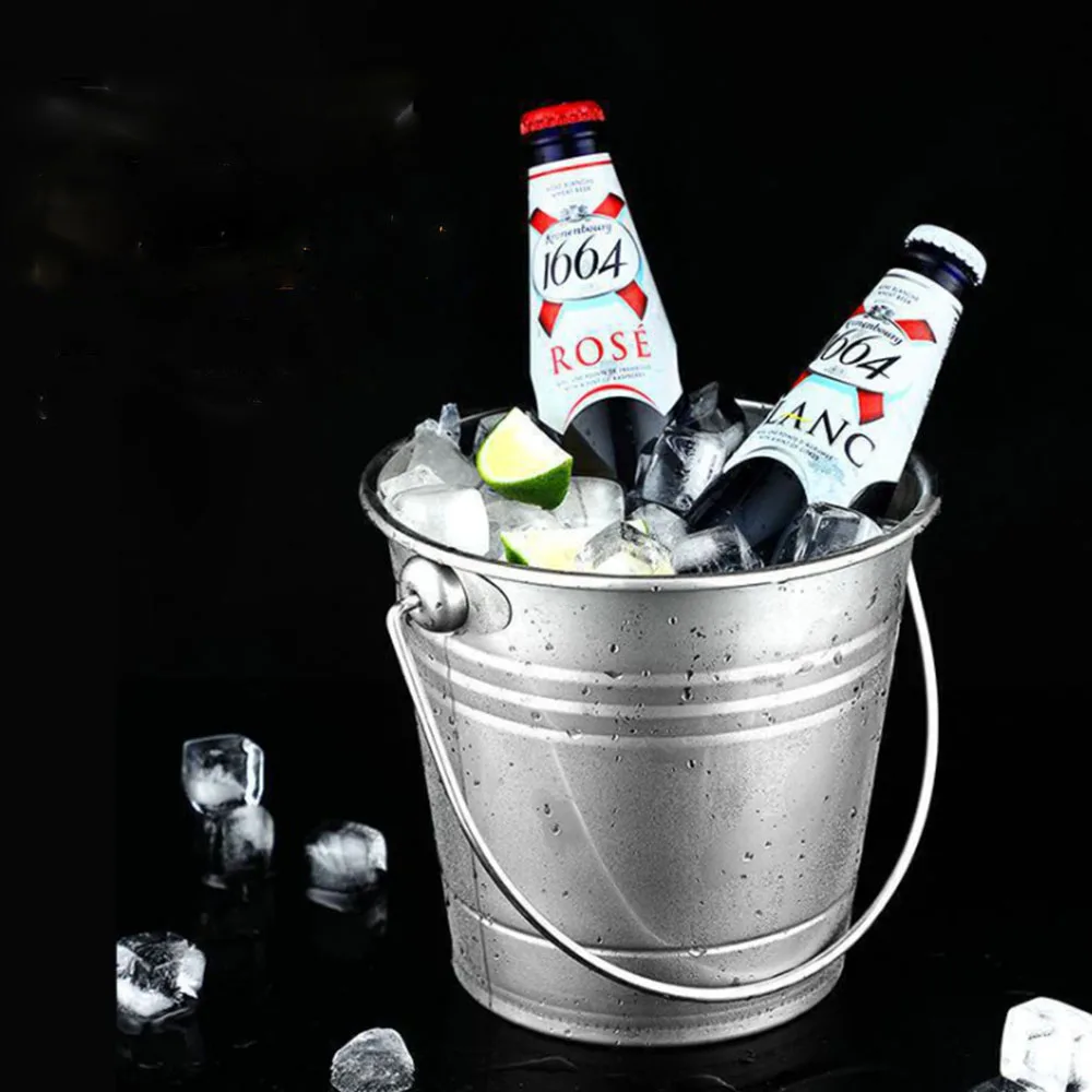 0.8/1.5/3L Stainless Steel Ice Bucket Bottle Coole with Handle Wine Champagne Buckets Wine Bottle Cooler Beer Bucket