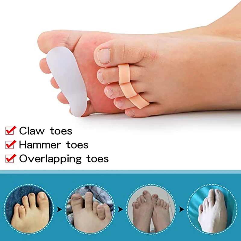 4Pcs=2Pair Silicone Gel Hammer Toe Straightener Corrector For Curled Toes Hallux Valgus Feet Foot Care Bunion Adjuster Tool