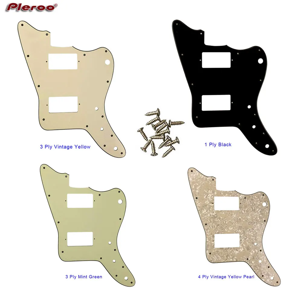 

Pleroo Custom Guitar Parts - For Japan Jazzmaster Guitar Pickguard With PAF Humbucker No Bridge Post Holes And Upper Horn