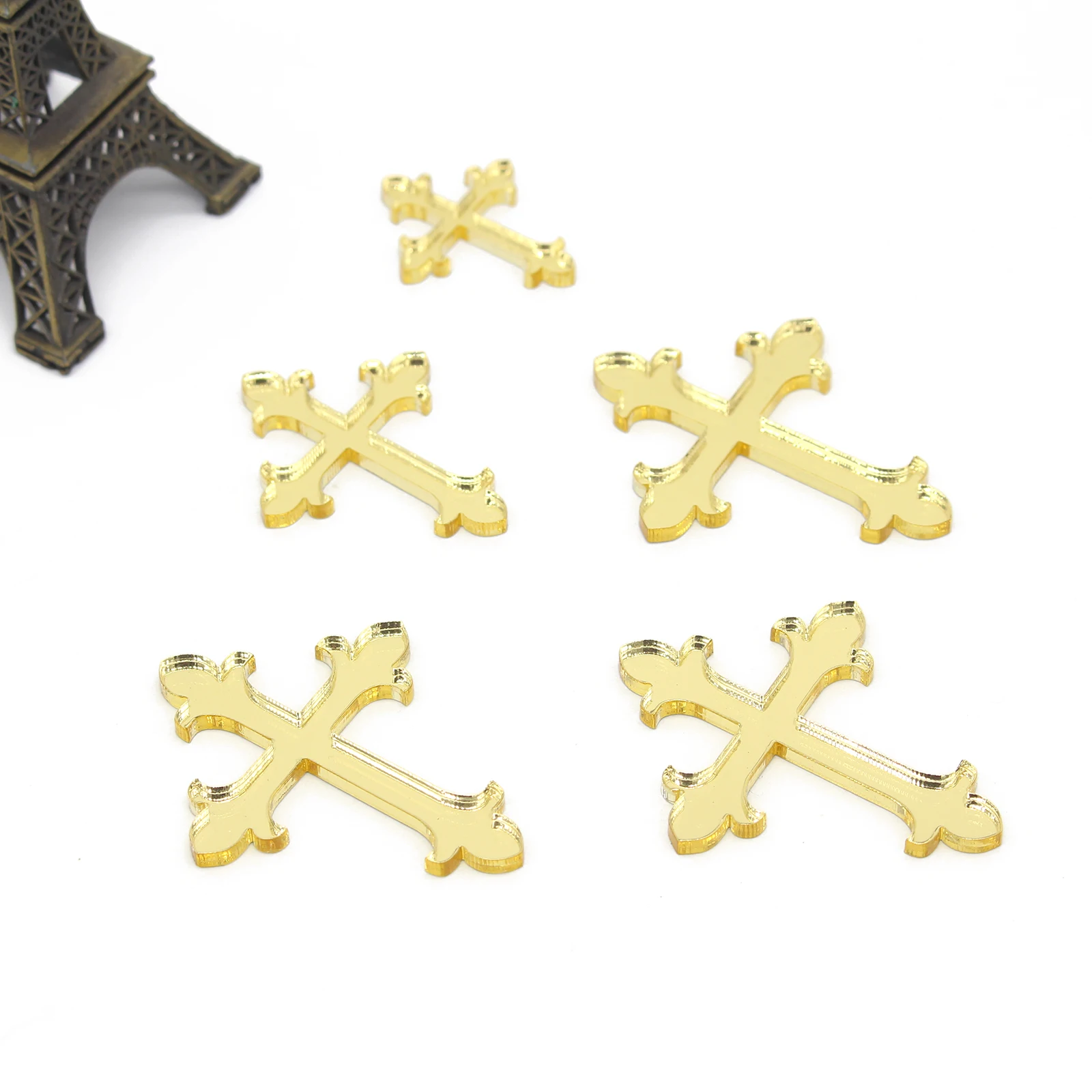 48 Pcs Laser Cut Golden Mirror Crosses Customize Many Style Cross Decor Prayer Christening & Baptism Cross Birth Party Supplies