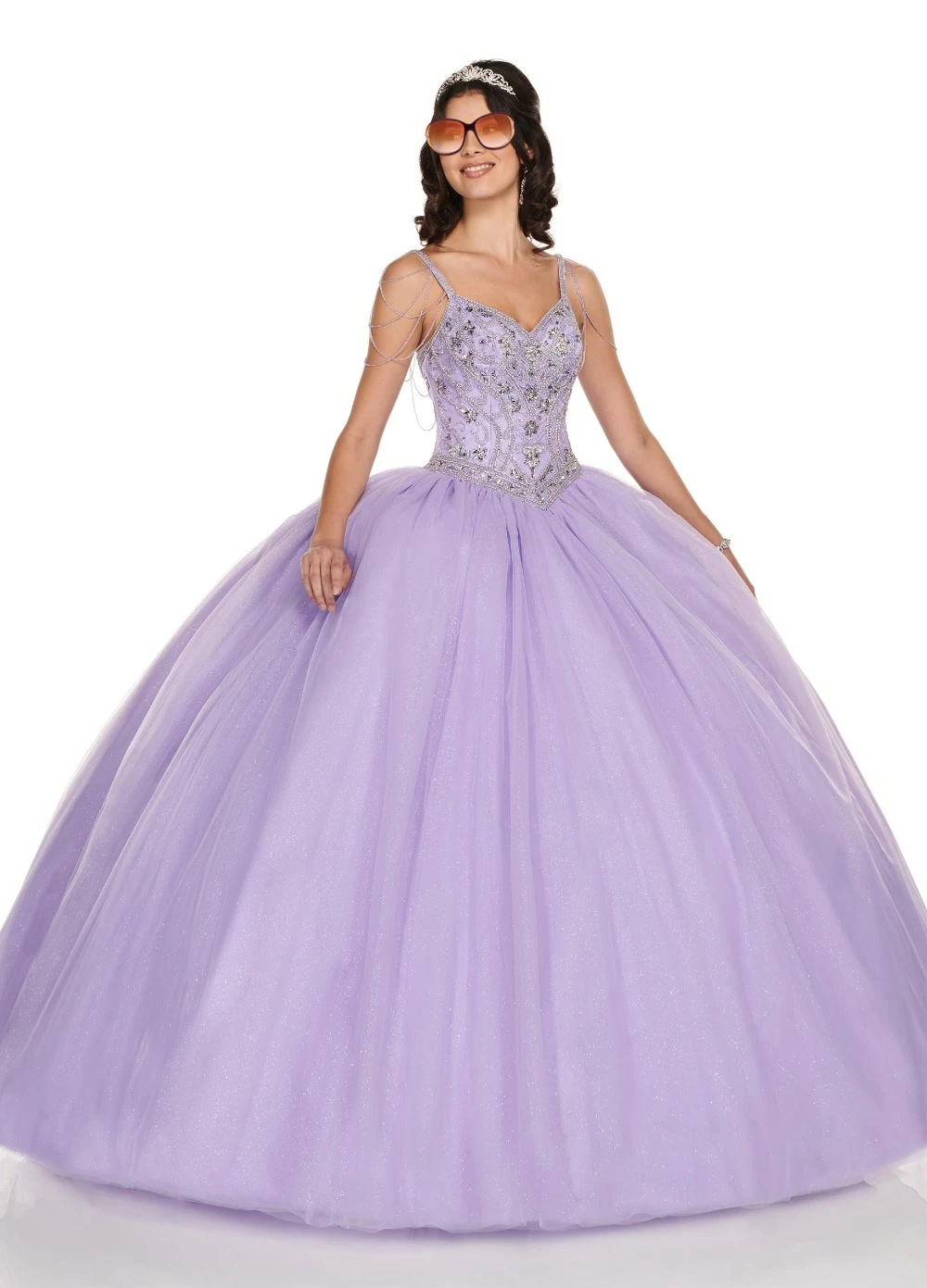 Luxury Beading Organza Ball Gown Quinceanera Dresses 2021 Lilac Champagne Prom Party Dress Vestidos De 15 Anos Spaghetti Straps