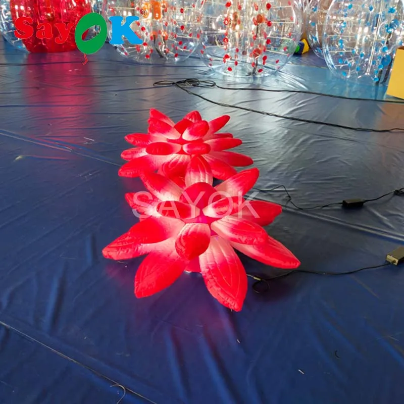 Sayok 1m/3.28ft Diameter Inflatable Lotus flower with 16 Color Changing Light Lotus for Party Stage Ground Decorations