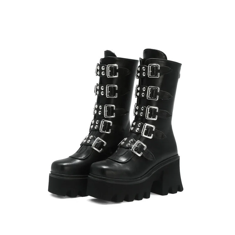 Gótica para mujer zapatos de plataforma, botas militares de combate, gótico estilo, Punk oscuro, Lolita, zapatos Mary Jane de mídia