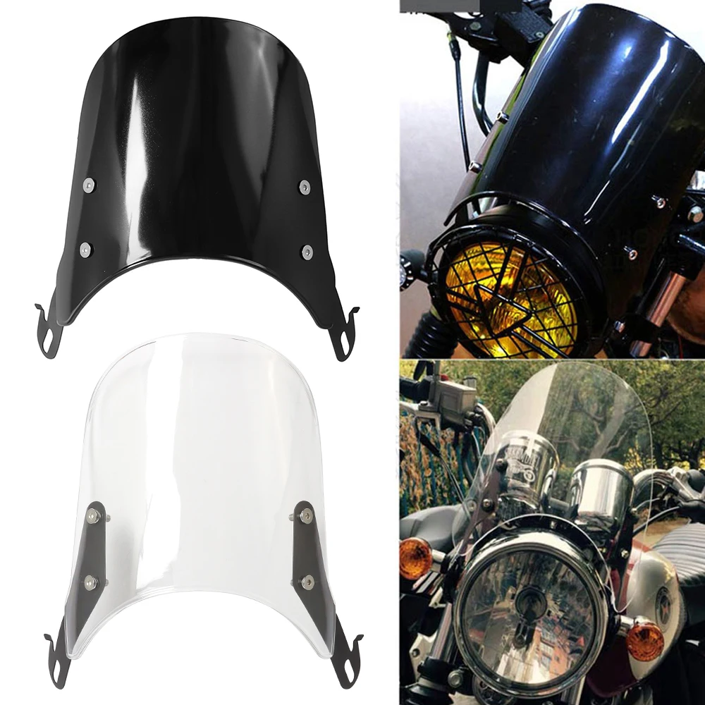 

1PCS Motorcycles Custom Compact Sport Wind Deflector Retro Windshield 4-7'' Headlight Universal Fit For Yamaha Harley