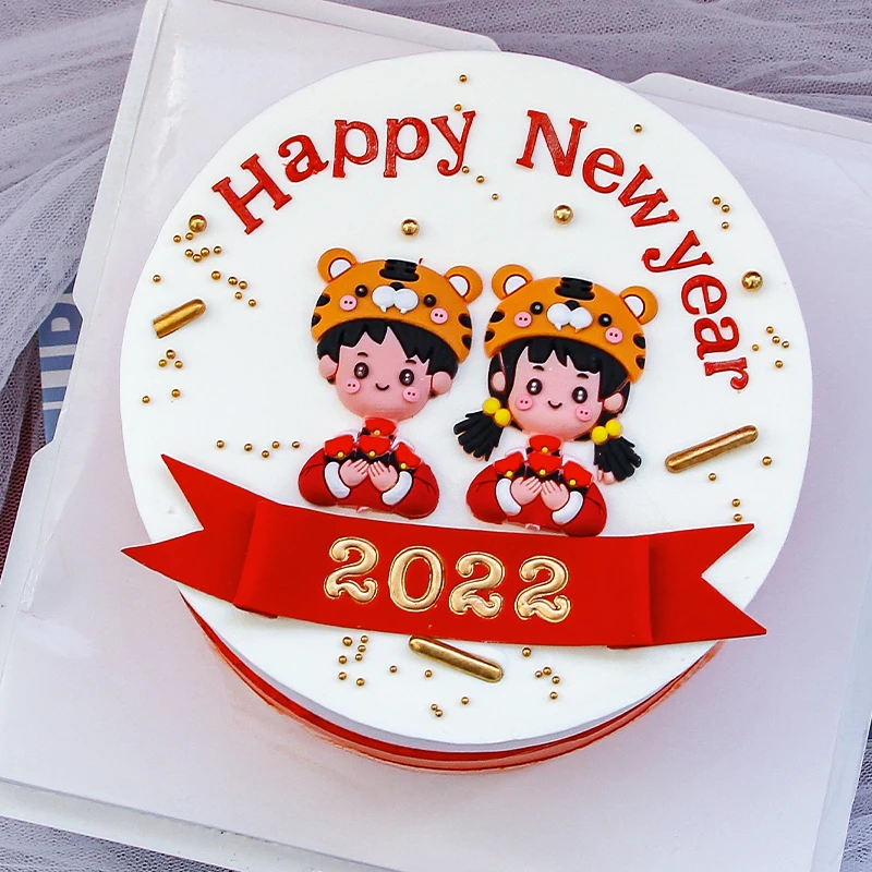 

Happy Baby Birthday Cake Topper Decoration Gift Chinese Tiger Boy Girl New Year's Eve Celebration Wedding Desser Baking Supplies