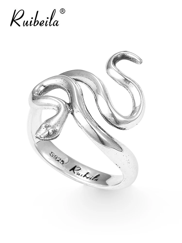 Ruibeila zodiaque serpent serpent anneau hommes et femmes s925 argent sterling personnalité hip-hop bague serpent index doigt