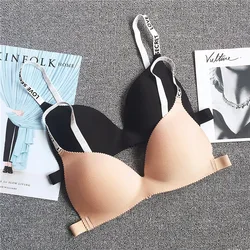 Sexy Bras For Women Push Up Bra Wireless Lingerie Glossy Seamless Bra Letter Strap Bralette Comfort Brassiere Intimates