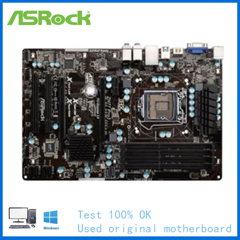 

For ASRock ZH77 Pro3 Motherboard LGA 1155 For Intel H77 Used Desktop Mainboard USB3.0 SATA II PCI-E X16