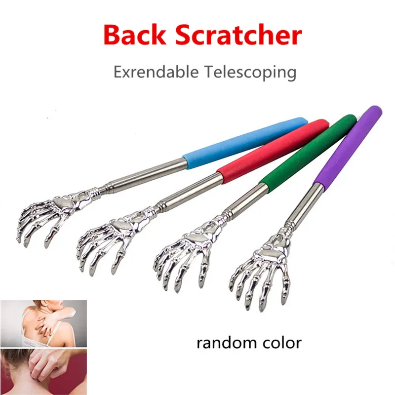 New  Back Massager Back Scratcher Telescopic Stainless Steel Claw Massager Back Scraper Extendable Telescoping Itch Stick Random