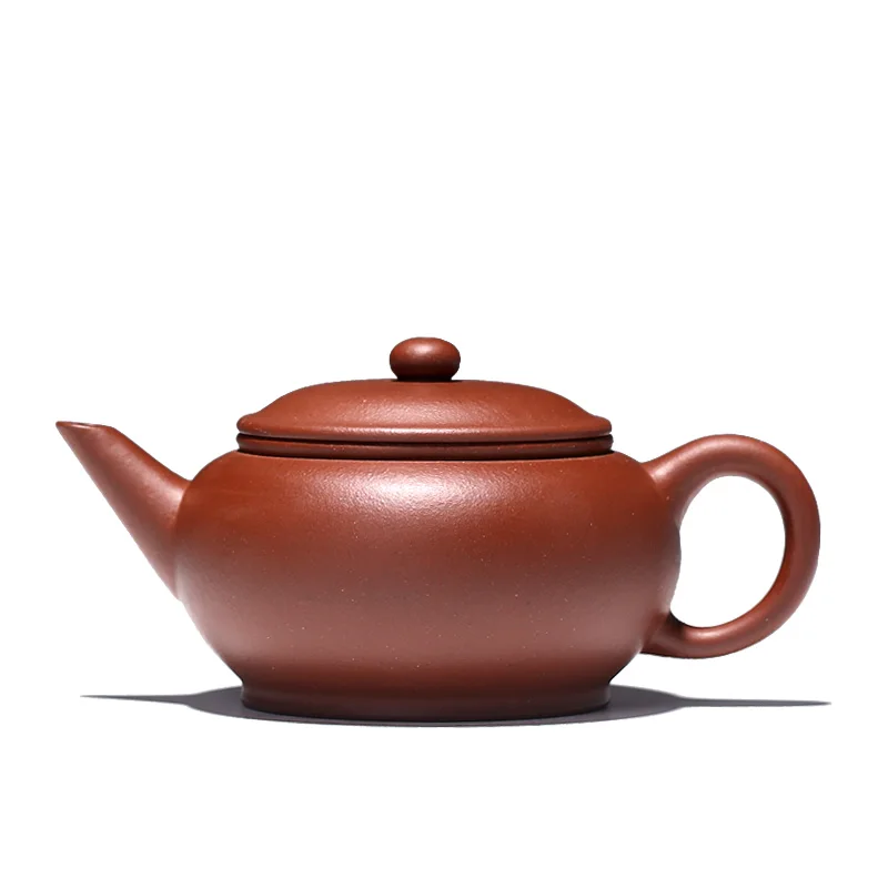 ★purple clay teapot small tea set raw ore pure manual bottom trough clear water flat teapot old factory sample 150cc