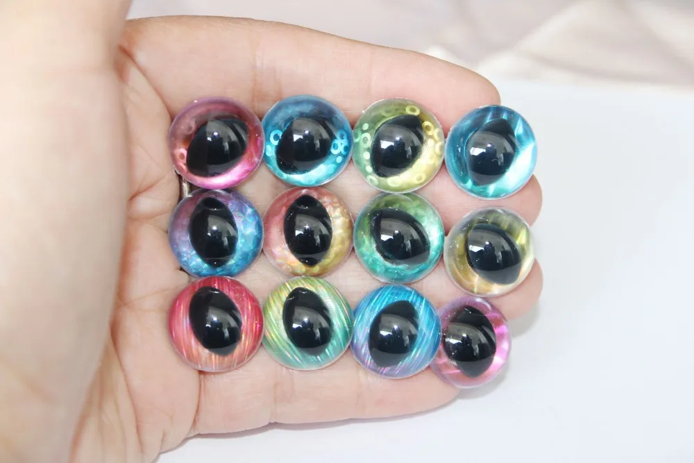 20 Stück 10MM-30MM Klare Sicherheits-Katzenaugen mit Stoff und Unterlegscheibe für Puppen-DIY-Handarbeiten ---Größenoption-L12 – Detail 3