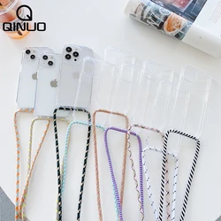 Crossbody Necklace Cord Lanyard Transparent Case For iPhone 15 14 13 12 11 Pro Max Mini 7 8 Plus X XR XS Strap Hang Rope Cover