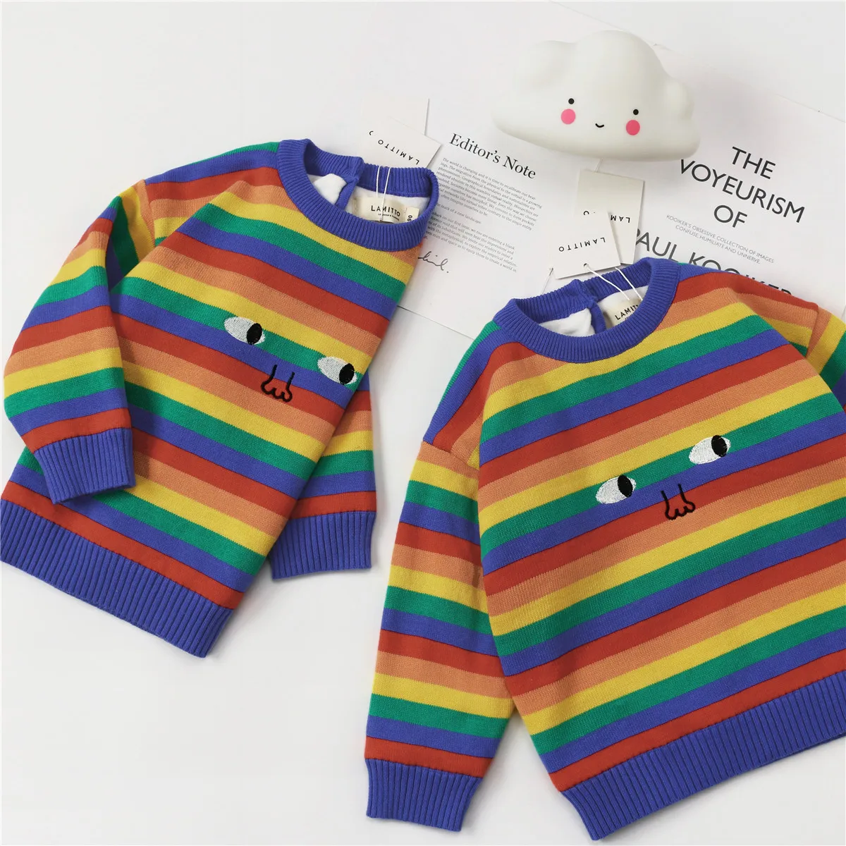 

Tonytaobaby Winter Clothes New Boy's and Girl's Baby Color Stripes European Style Sweater