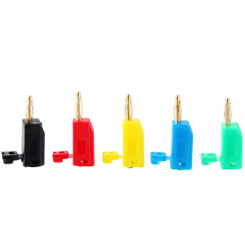 5pcs 2mm Male Retractable Tube Stackable Banana Plug Wire Solder Connector