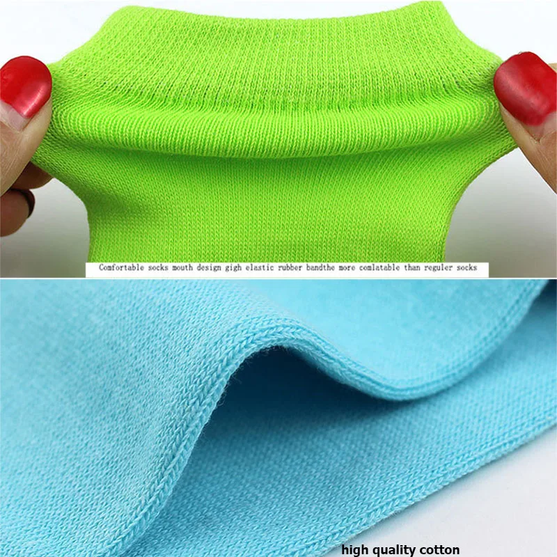 5 Pairs Short Woman Lady Crew Socks 5 Fingers Simple Solid Cotton Individual Breathable Casual Business Sport Toe Sock 10 Colors