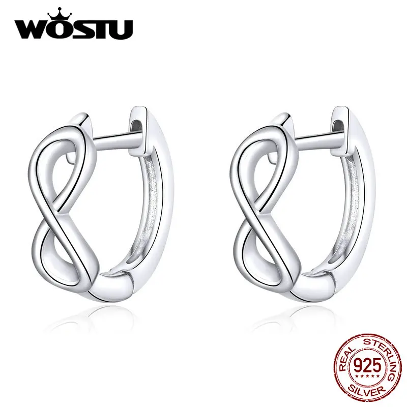 WOSTU 2019 New 100% Real 925 Sterling Silver Infinite Love Stud Earrings For Women Making Silver Earrings Gift CQE743