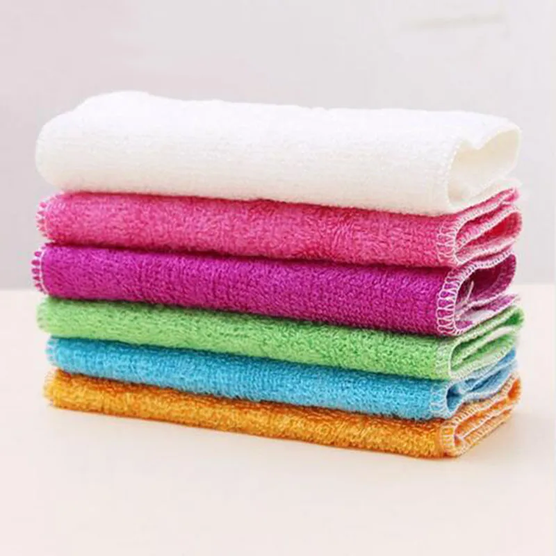 5/20Pcs 100% Pure Bamboo Fibre Dish Cloth Kitchen Dish Towel Non-Stick Oil Double Wiping Rag Cloth Thickening Scouring Pad