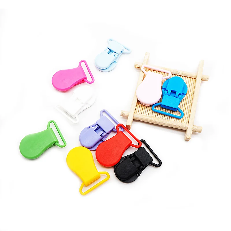 Chenkai 50PCS 25mm Eco-friendly Dummy Clips Plastic Infant Pacifier Clips Soother Holder Chain For Baby Feeding Suspender Clips