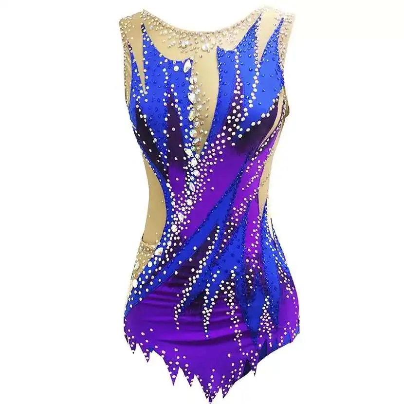 LIUHUO Women Rhythmic Gymnastics Leotards Girls Performance Suit Artistic Competition Ice Skating Dress Ballet Dance Sleeveless