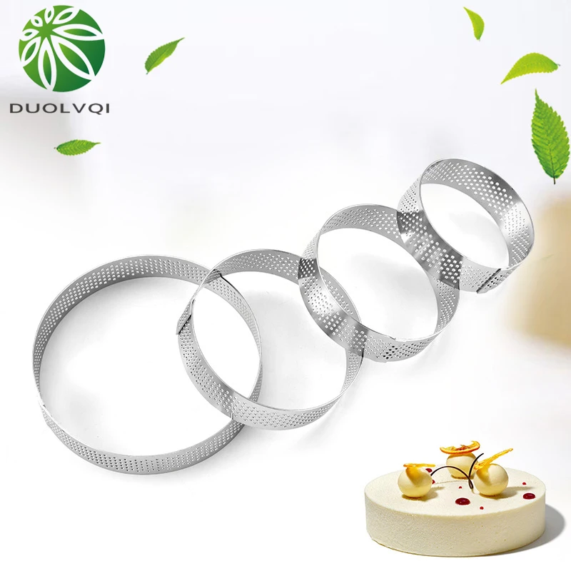 

French Style Mousse Cake Ring Round Stainless Steel Pizza Fruit Pie Circle DIY Dessert Decoration Mold With Hole Breathable 5pcs