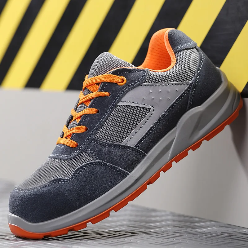 new design mens casual breathable safety shoes big size working shoe worker steel toe caps security boots protective footwear