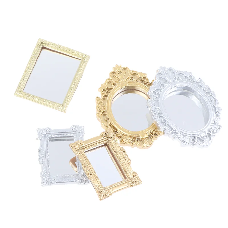 1/12 Dollhouse miniaturowe akcesoria do ramek meble miniaturowe lustro ścienne pokój lustro dom dla lalek lustro