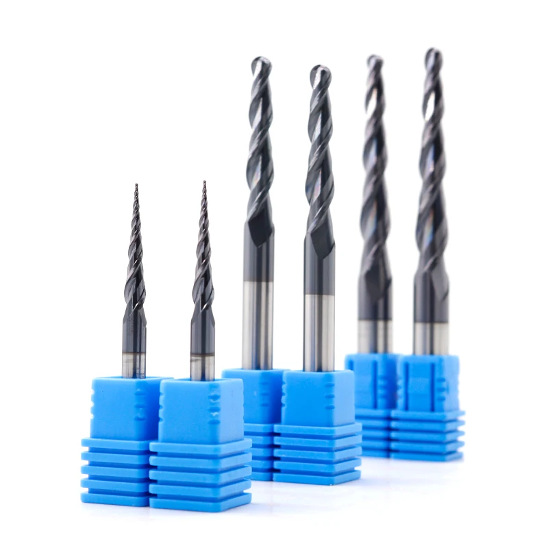 VACK Carbide Ball Nose End Mills 3.175mm 4mm 6mm 8mm Ball Nose Tapered End Mill Router Bits cnc Taper Wood Metal Milling Cutter