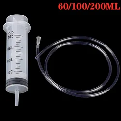 60/100/200ml Plastic Large Capacity Syringe Reusable Pump Oil Measuring With Silicone Tube For Lab Medical Tool