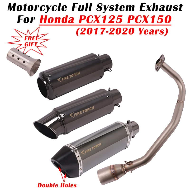 

For Honda PCX125 PCX150 PCX 125 150 2017 2018 19 2020 Motorcycle Exhaust Escape Modify Full System Front Mid Link Pipe Muffler