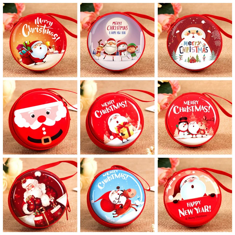 Cute Christmas Coin Purse Cartoon Kids Girls Wallet Earphone Organizer Box Small Coin Pocket Christmas Gift Santa Claus Pendant