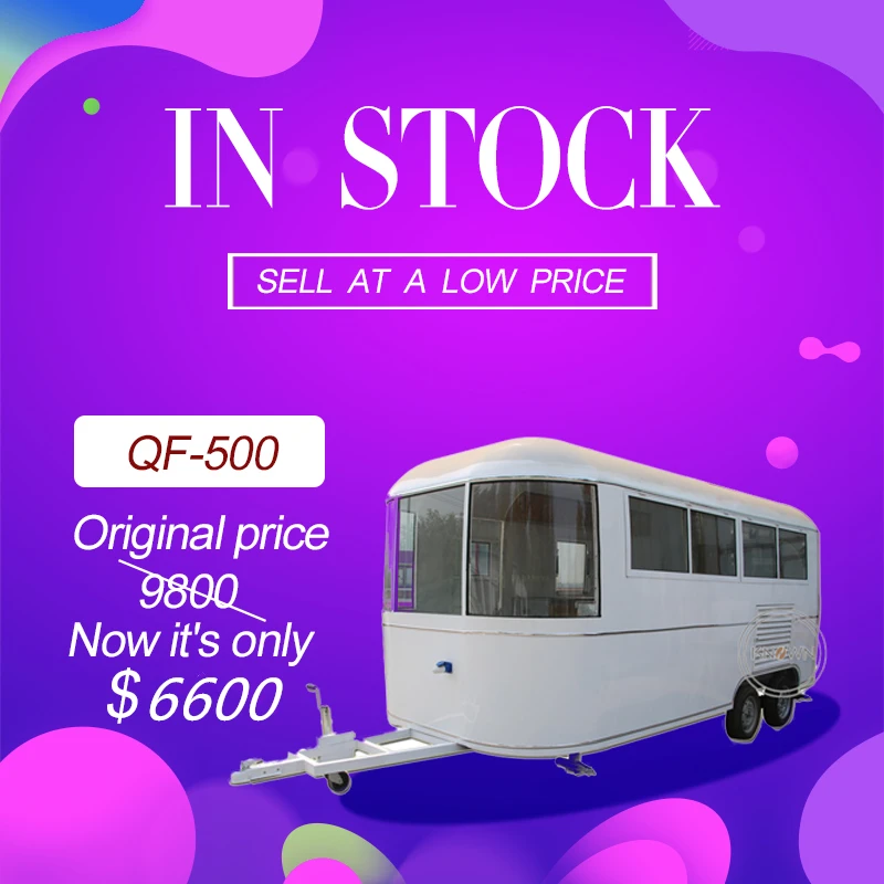 5M Length Stock Mobile Food Trailer For Sale Ice Cream Cart With Fridge Freezer