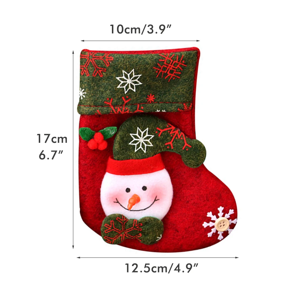 

4PCS Flannel Christmas Stockings Set with Santa Snowman Deer Bear Candy Bag - Festive Decorative Christmas Socks for Gifts