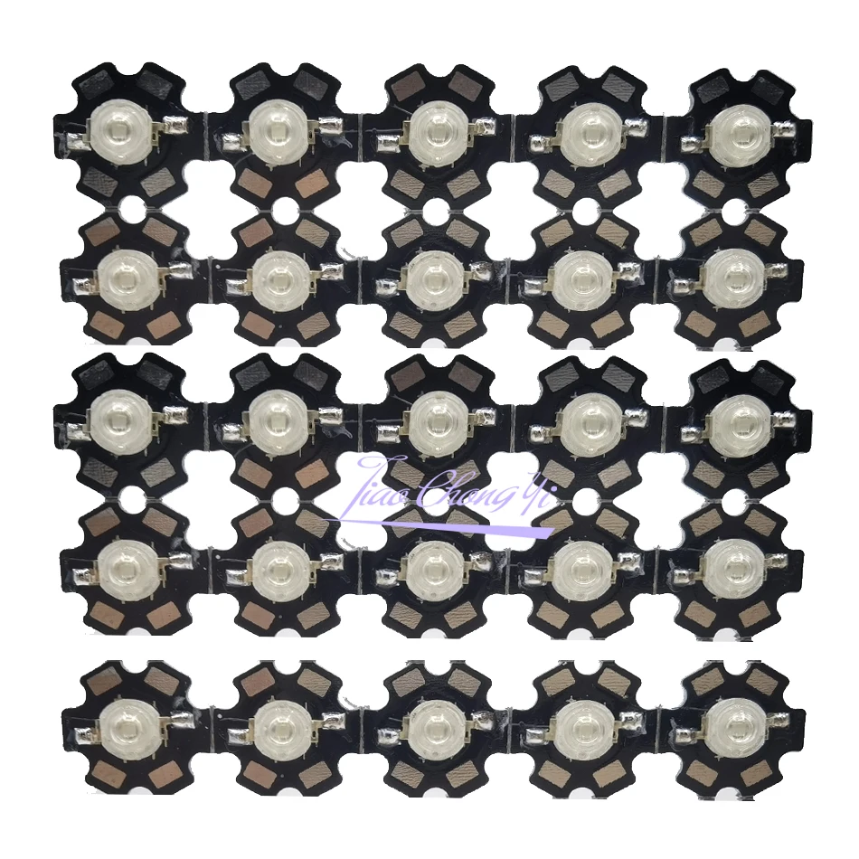 3W UV mor LED ultraviyole ampuller lamba cips 365nm 375nm 380nm 385nm 395nm 405nm 410nm 420nm 20mm PCB alüminyum substrat