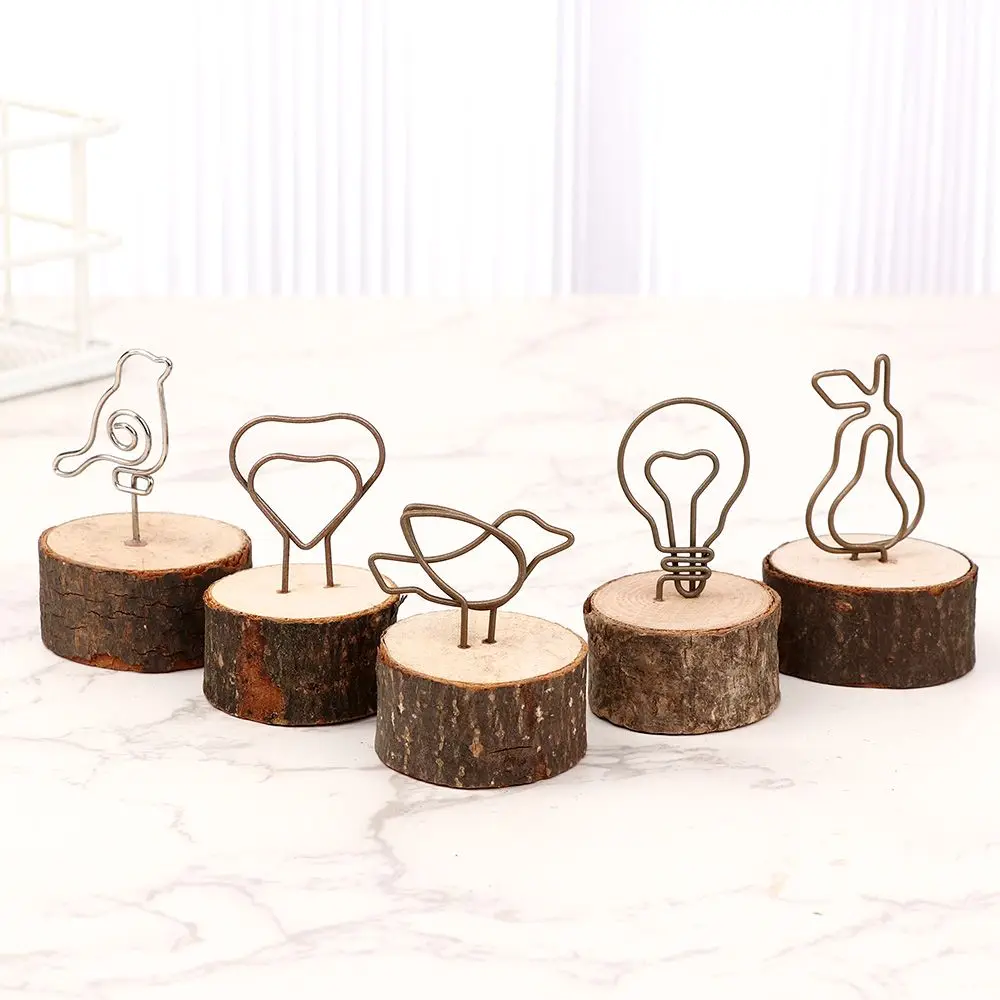 Decoration Gold Wedding Supplies Table Numbers Holder Paper Clamp Wooden Photos Clips Clamps Stand Place Card Picture Frame