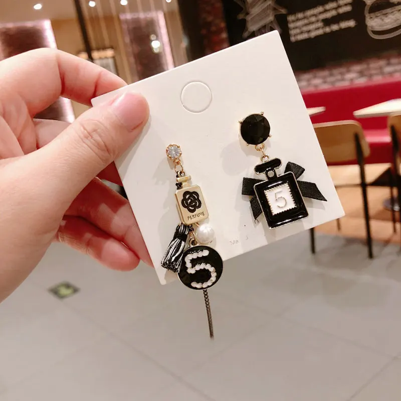 Round Rhinestone Letter Earrings Geometric Long Drop Earrings Women Italy Brand Earings Jewelry