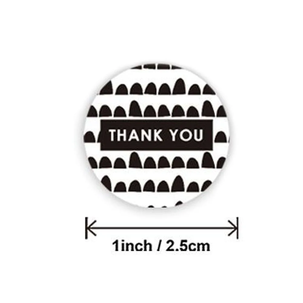 500pcs 1 inch 8 Designs Black And White Thank You Stickers Simple Gift Packaging Decoration Stickers Envelope Sealing Labels