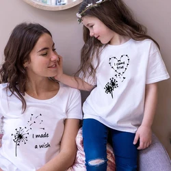 1pcs Mommy and Me Matching T-shirts I Made A Wish I Came True Son Daughter Mum T Shirt Tops Summer Casual Family Matching Look