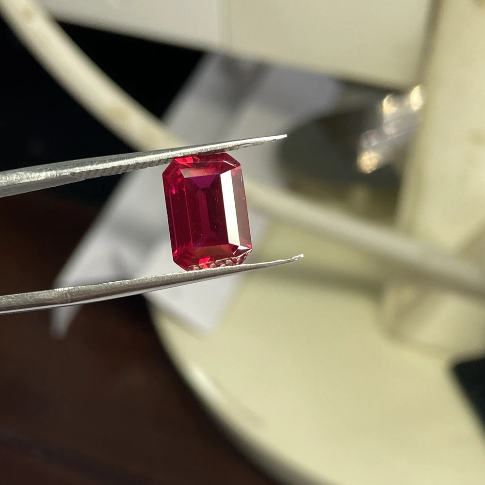 

Meisidian 10X8mm 4 Carat Lab Created Grown Octagon Cut Hydrothermal Ruby Stone Sapphire Ring Making