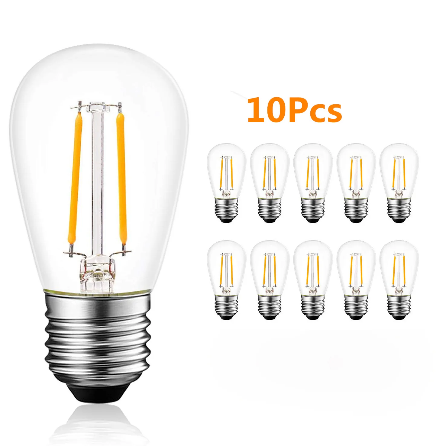 10Pcs S14 E27 2W 4W LED Edison Light Bulbs Warm White 2700K Waterproof LED Bulb Great Outdoor Commercial Grade String Lights