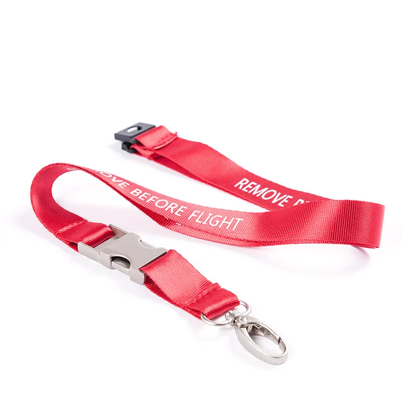 Luminous REMOVE BREFORE FLIGHT Lanyard Metal Buckle RED Ribbon Rope Sling for ID Case Holder Pilot Aviation Lover Airman