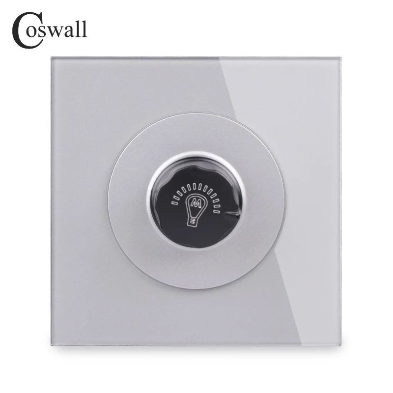 COSWALL Dimmer Regulator Only For Incandescent lamp Crystal Glass Panel Wall Light Switch 15~500W AC 220V R11 Series Gray Color