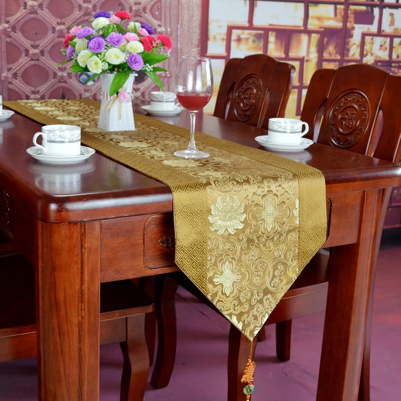 Chemin de table solide de style chinois, nappe à longue bande, chemin de table à manger, TV, couverture de table à chaussures, classique et concis