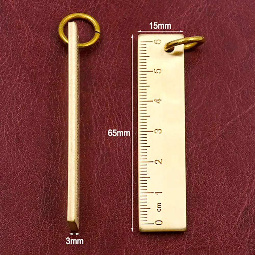 Retro 0-6cm Mini Key Pendant Ruler Portable Drawing Keychain Office Template School Supplies Stationery Small Copper Ruler