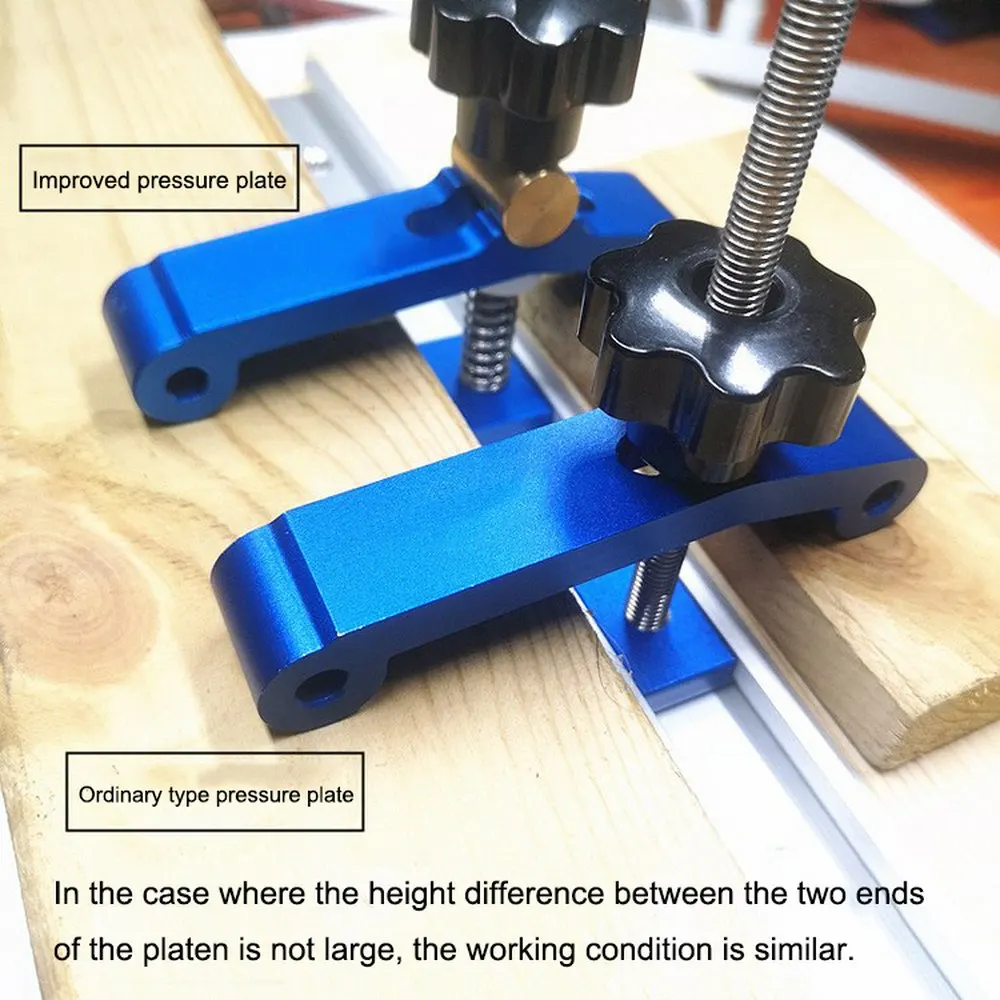 Improved T-Track Platen Miter Track Clamping Blocks Chute Blocks Djustable Press Plate Hold Down Clamps For Woodworking Table