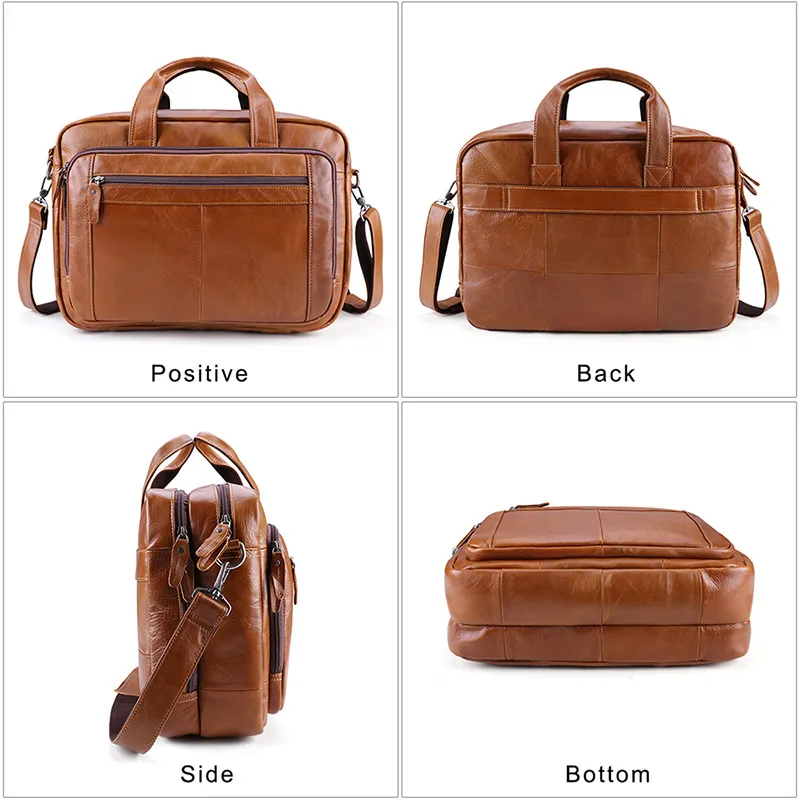 Large Men\'s Genuine Leather Handbag Male 15.6\