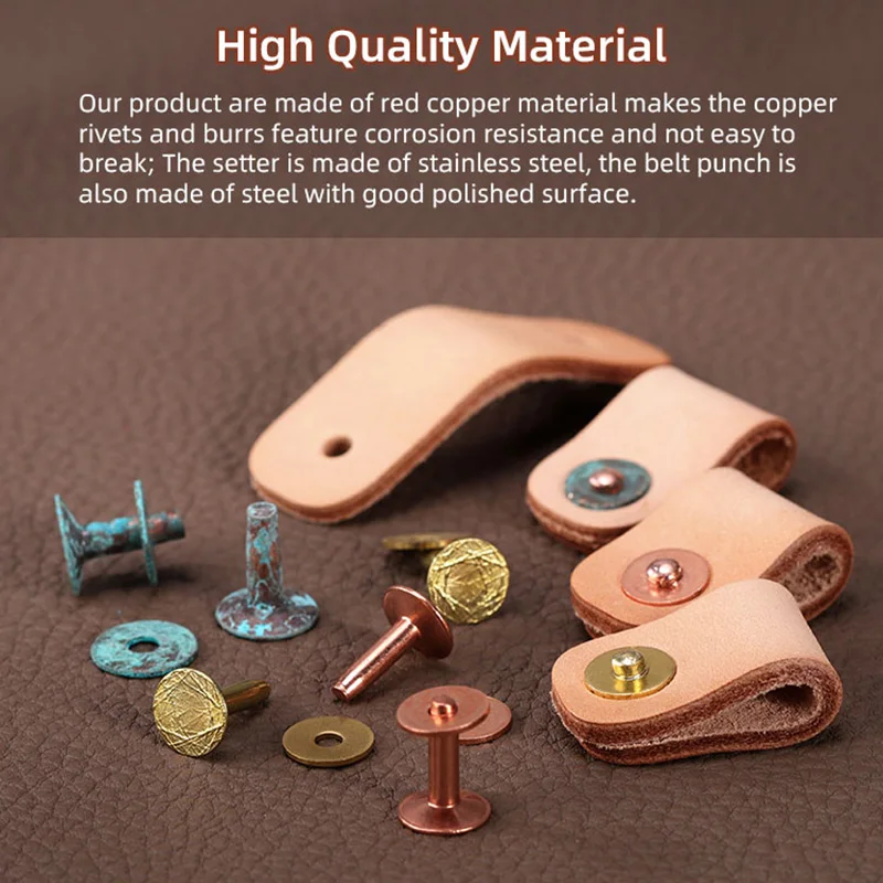 WUTA High Quality Leather Copper Rivets and Burrs,Solid Brass Rivets Studs Permanent Tack Fasteners Craft,Belts,Halters,Bridles