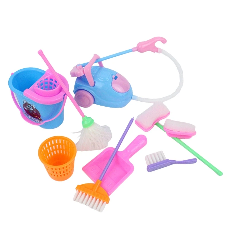 9Pcs Kitchen Cleaning Toys Household Cleaning Tool Pretend Play Toys Interactive & Educational Housekeeping Cleaning Toy H055