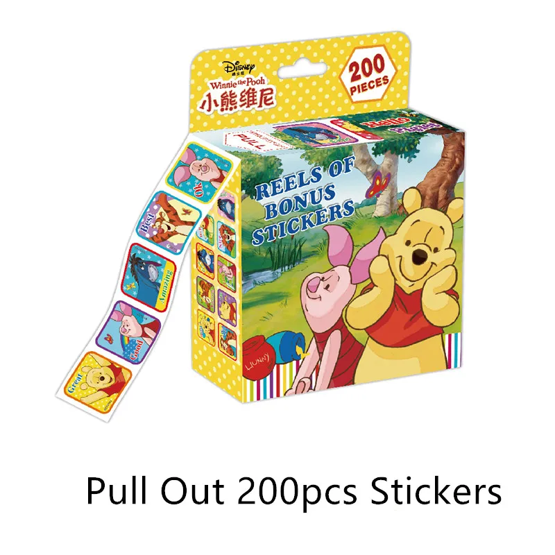 200 Sheets/Box Disney Cartoon Stickers Winnie the Pooh StIckers Cute Kawai Baby Girl Boy Toy